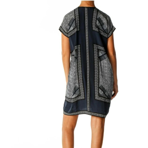 Vince silk geometric pattern scarf tunic dress SZ XS - Picture 4 of 11